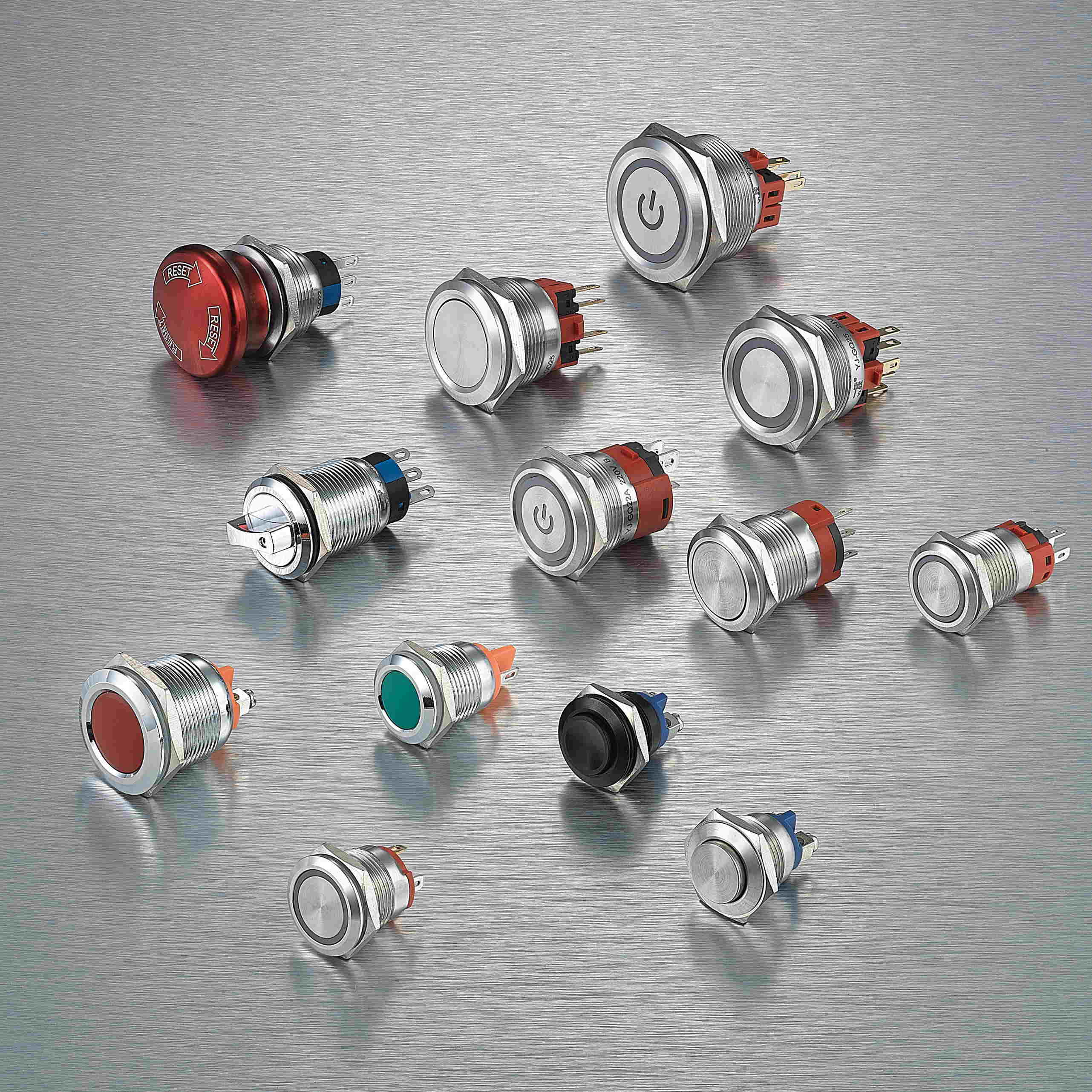 Switches, push buttons antivandal metal push button Gq series
