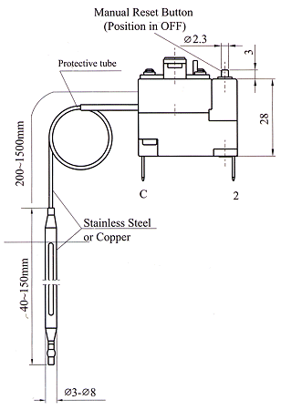 Bulb and capillary manual reset thermostat
